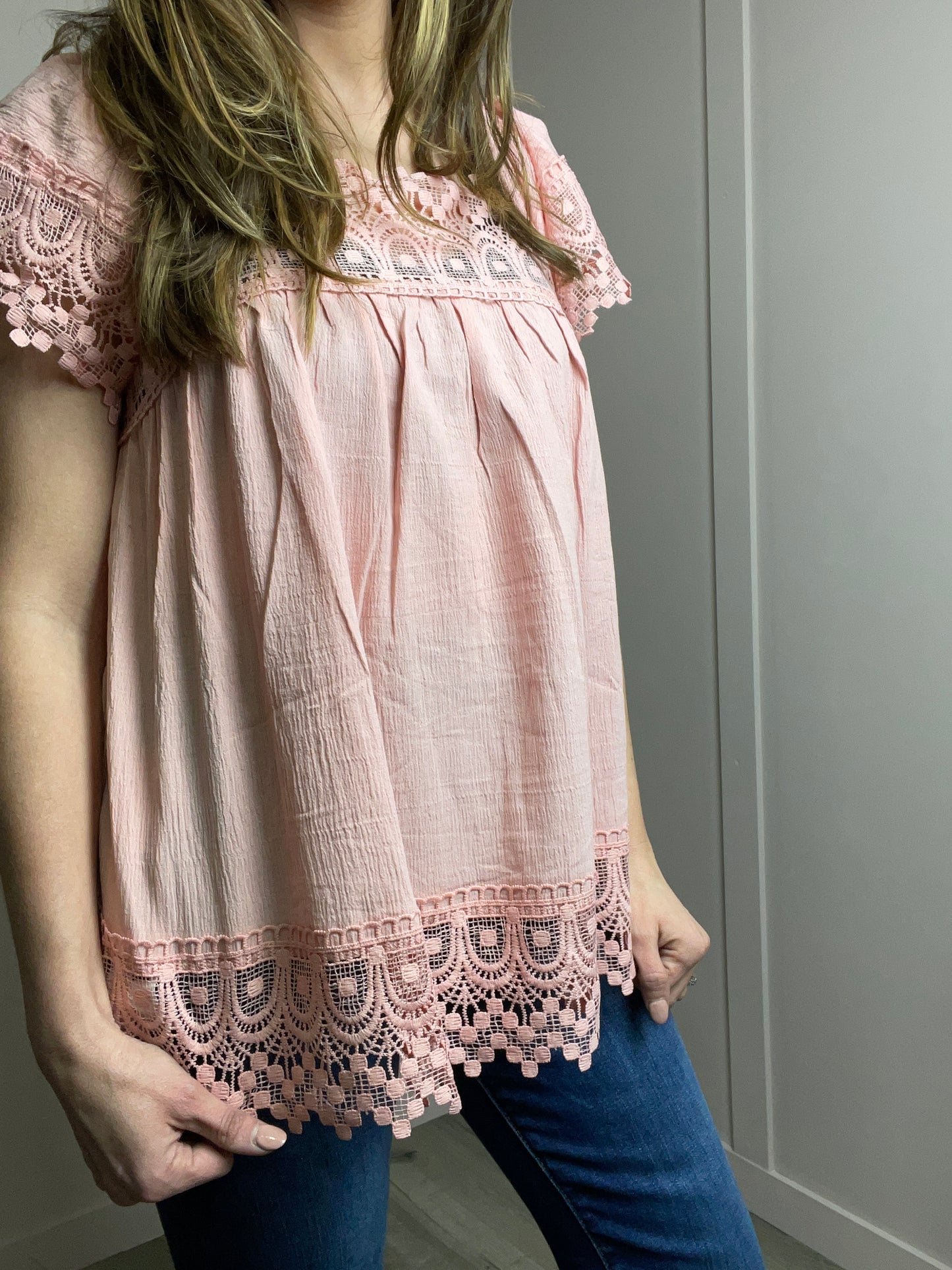 Pink lace blouse