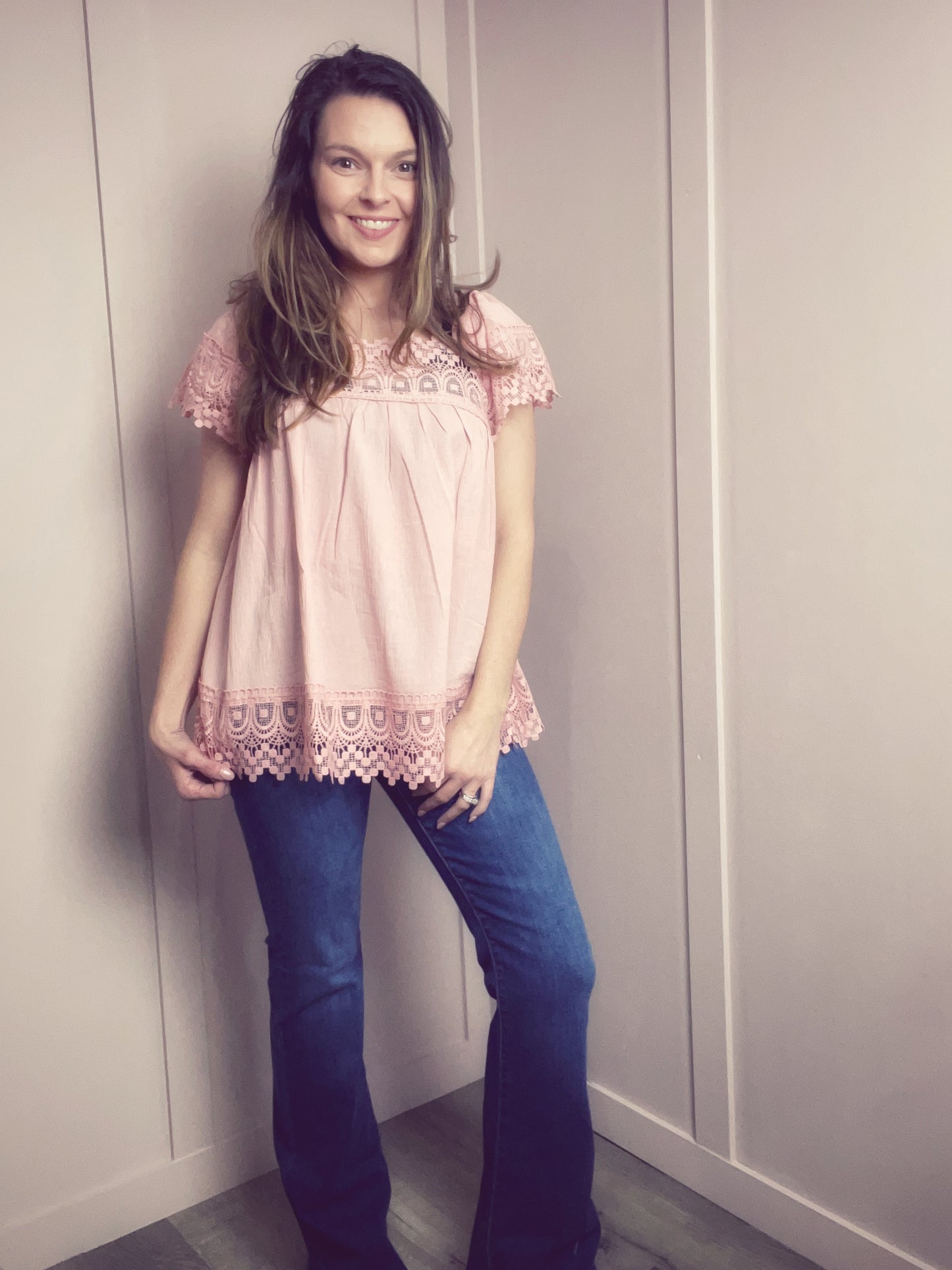 Pink lace blouse