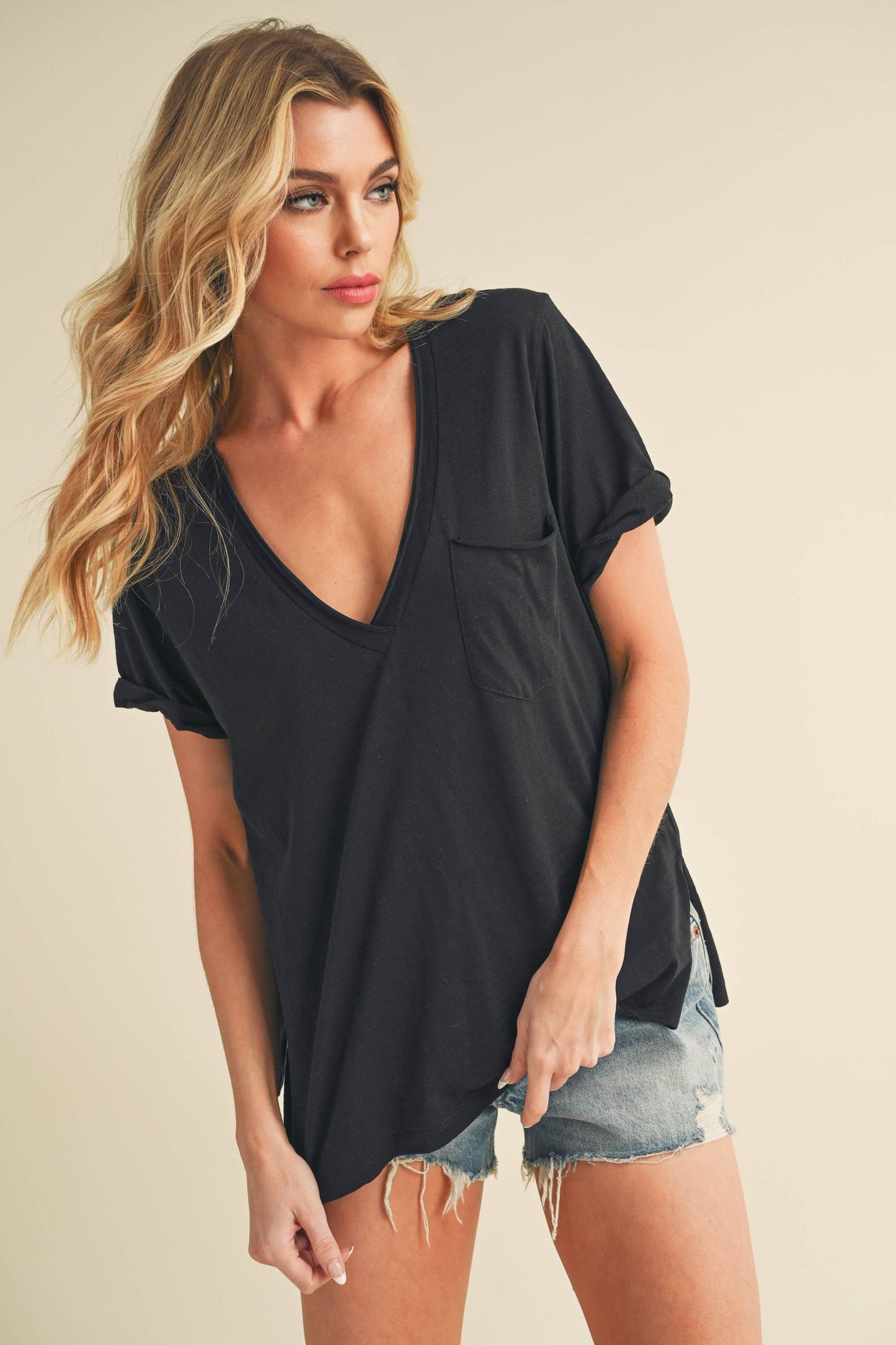 Zoie V-Neck Short Sleeve Top